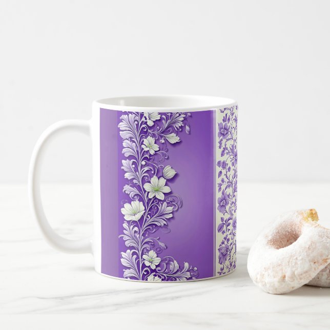 Ziermuster Lilac Muster Kaffeetasse (Mit Donut)