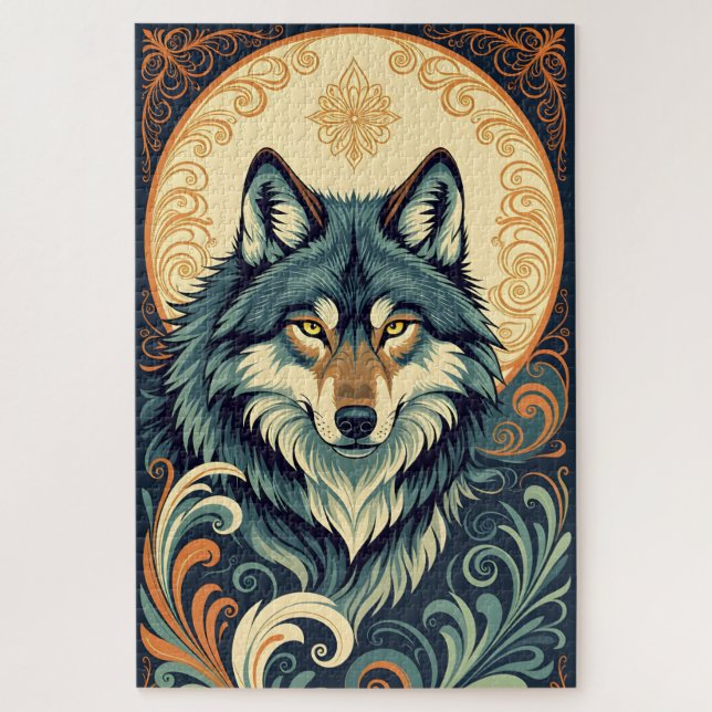 Ziermuster Wolf Puzzle (Vertikal)