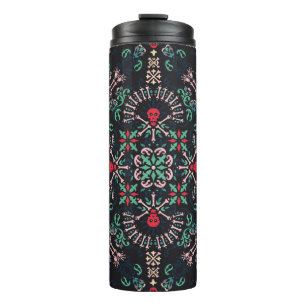 Zierpaisley, Schädel und Knochen Bandana Print,fa Thermosbecher