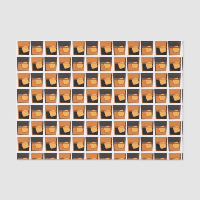 Zierpapier - Whiskey Gläser Gold und Schwarz Seidenpapier (Vorderseite)