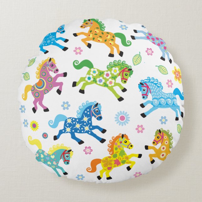 Zierpferde Rundes Kissen (Vorderseite)