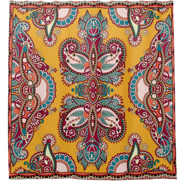 Zierpflanze Paisley: Traditionelle Bandanna Duschvorhang (Vorderseite)
