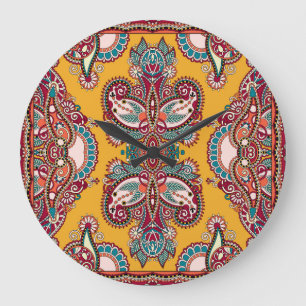 Zierpflanze Paisley: Traditionelle Bandanna Große Wanduhr