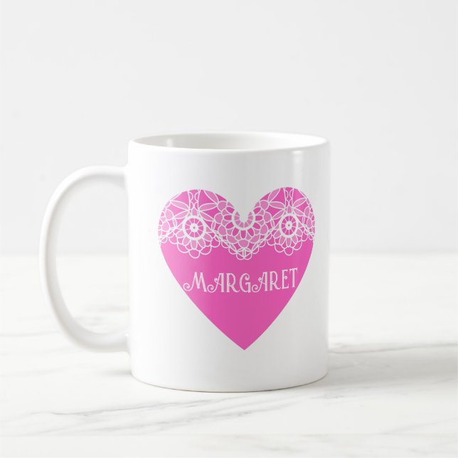 Zierrosa Herzdesign Kaffeetasse (Links)