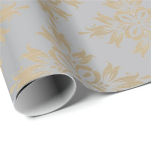Ziersilber Grau-Metallic-Gold-Imitate Sepia Geschenkpapier