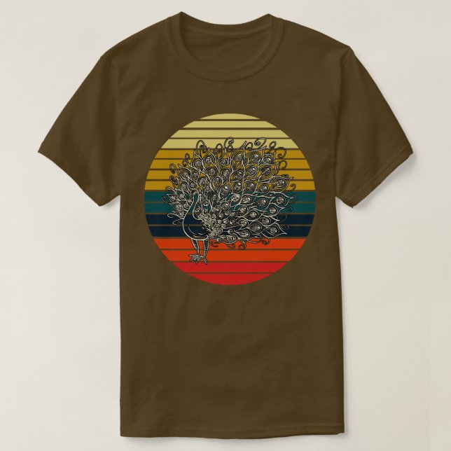 Ziervögel Zootier Retro Peacock T-Shirt (Design vorne)