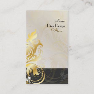 Zierwaren/Wirbel, schwarz/gold Visitenkarte