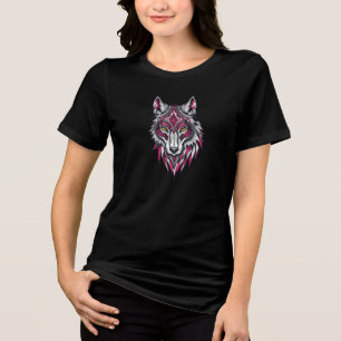 ZierWolf mit ethnischen Mustern - Tattoostil Tri-Blend Shirt