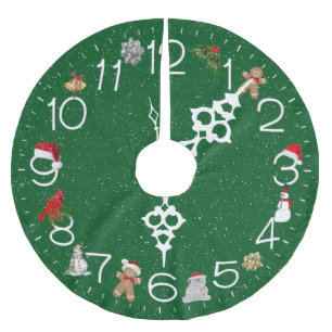 Zifferblatt mit Weihnachtselementen Polyester Weihnachtsbaumdecke