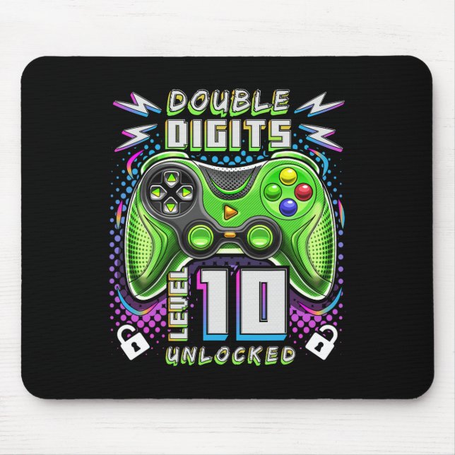 Ziffern 10 Entsperrtes Videospiel 10. Geburtstag Mousepad (Vorne)