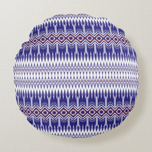 Ziffernstoff mit farbigen Blume, die Rundes Kissen (Vorderseite)