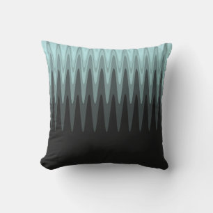 Zig Zag Black Aquamarin Gray Pattern Kissen