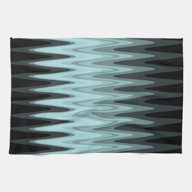 Zig Zag Black Aquamarin Gray Pattern Küchentuch (Horizontal)