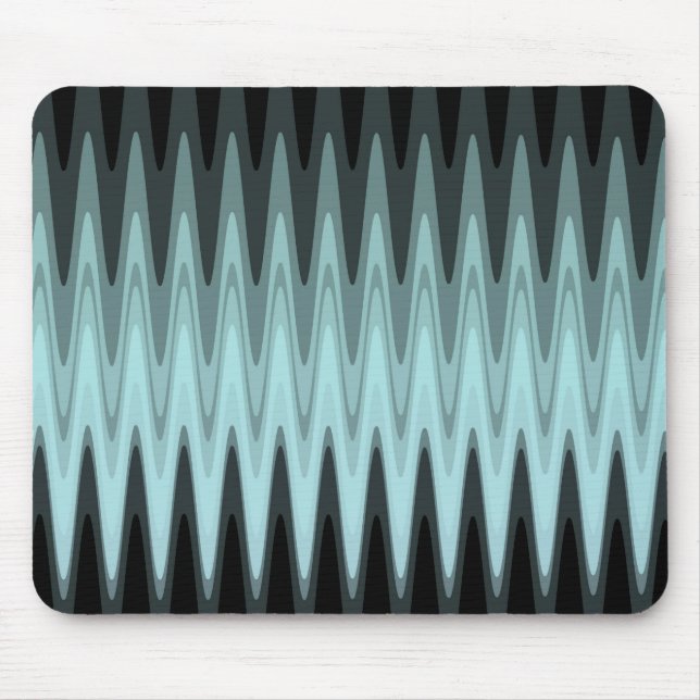 Zig Zag Black Aquamarin Gray Pattern Mousepad (Vorne)