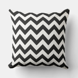 Zig Zag Black & White Striped Outdoor Decor Kissen