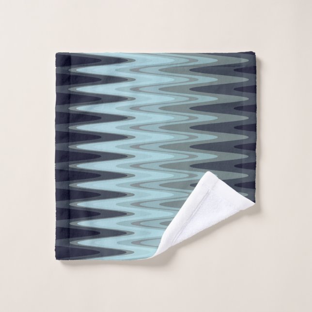 Zig Zag Blue Aquamarin Grau Muster Waschlappen (Waschlappen)