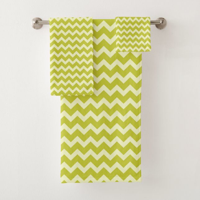 ZIG ZAG - CHARTREUSE & CREAM BADHANDTUCH SET (Insitu)