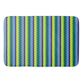 Zig-zag Design Muster Grün & Blau Bath Mat Badematte