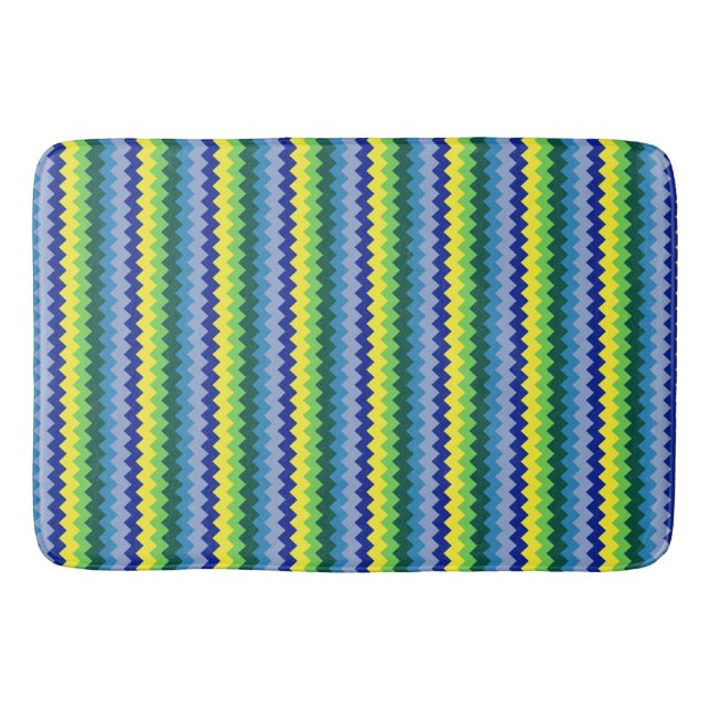 Zig-zag Design Muster Grün & Blau Bath Mat Badematte (Vorderseite)
