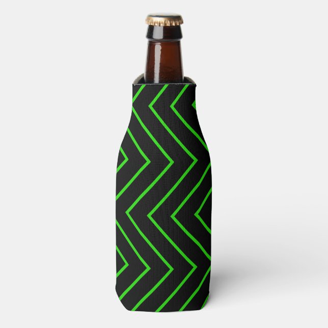 Zig Zag Flasche Cooler/grün/schwarz Flaschenkühler (Flaschenvorderseite)