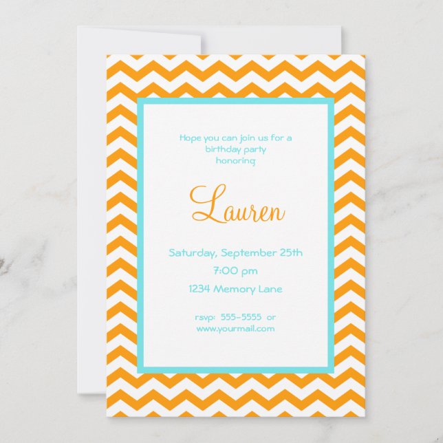 Zig Zag Geburtstagsparty Einladung (Vorderseite)