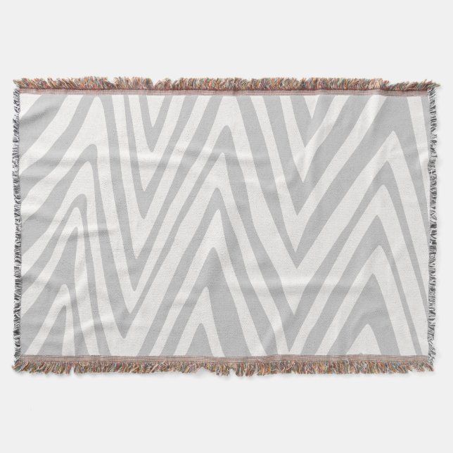 Zig Zag Graues und weißes Muster Decke (Vorderseite)