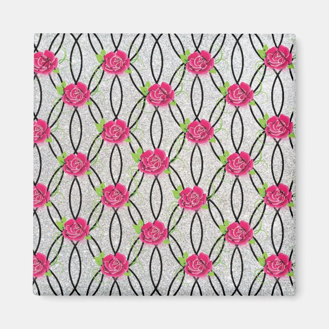 Zig Zag Muster, Blume Magnet (Vorne)