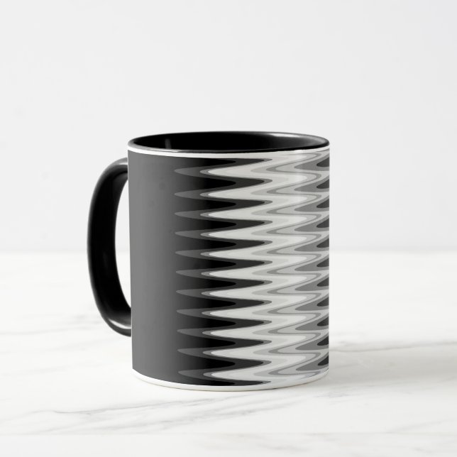 Zig Zag Schwarz-weiß Grau Muster Tasse (Vorderseite Links)