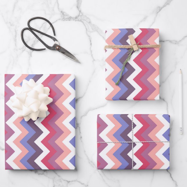 Zig-Zag-Streifen Geschenkpapier Set (Vorderseite)