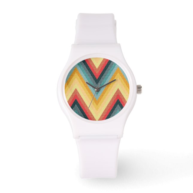 Zig Zag Streifenuntergrund 2 Armbanduhr (Vorderseite)