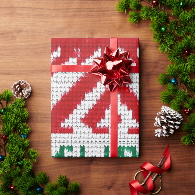 Zig-Zag Ugly Christmas Sweater Pattern Geschenkpapier (Feiertagsgeschenk)