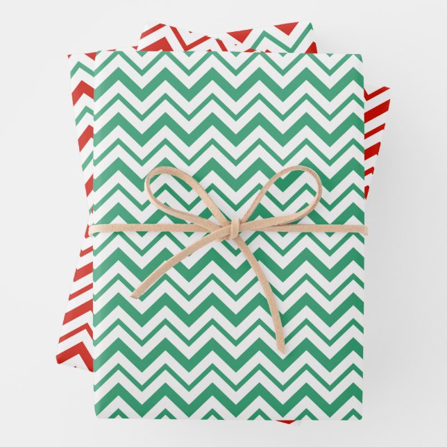 Zig-Zagged Mint Stripe Wrapping Paper Geschenkpapier Set (Beispiel)