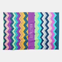 Zig-zaggendes pastellfarbenes Regenbogenmuster Geschirrtuch