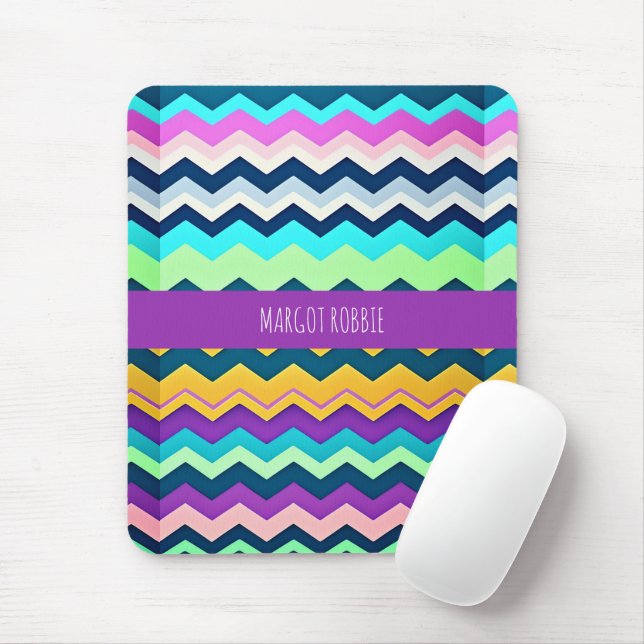Zig-zaggendes pastellfarbenes Regenbogenmuster Mousepad (Mit Mouse)