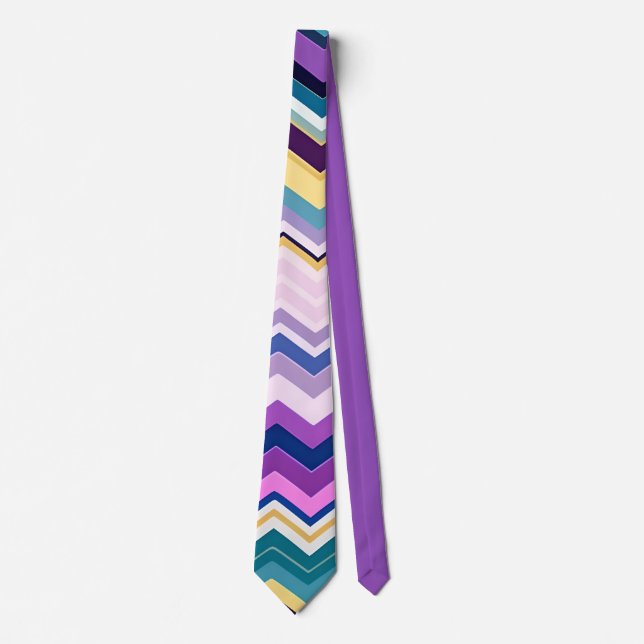Zig Zagging Pastel Violet Retro Muster Krawatte (Vorderseite)