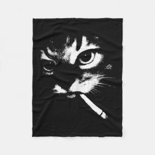 Zigarette Kitten Funny Smoking Cat Meme Gangster C Fleecedecke