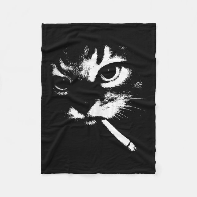 Zigarette Kitten Funny Smoking Cat Meme Gangster C Fleecedecke (Vorderseite)