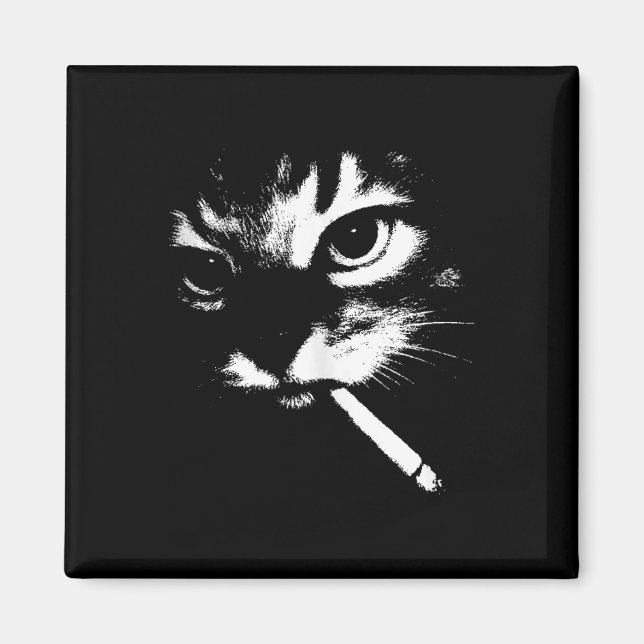 Zigarette Kitten Funny Smoking Cat Meme Gangster C Magnet (Vorne)