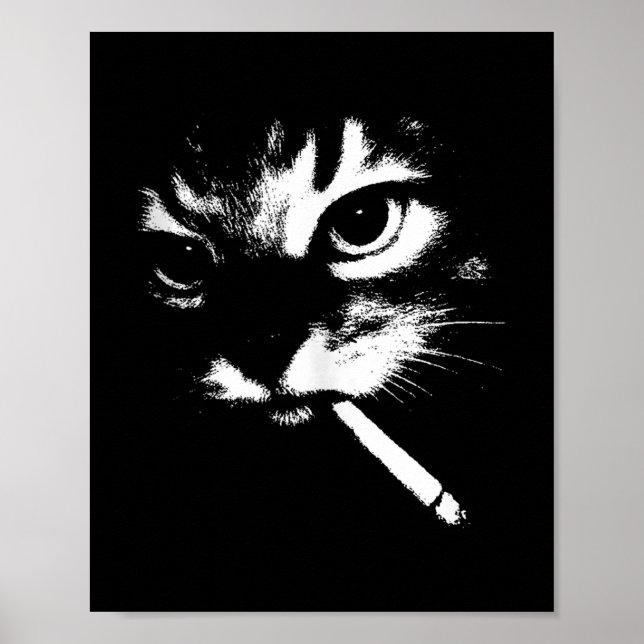 Zigarette Kitten Funny Smoking Cat Meme Gangster C Poster (Vorne)