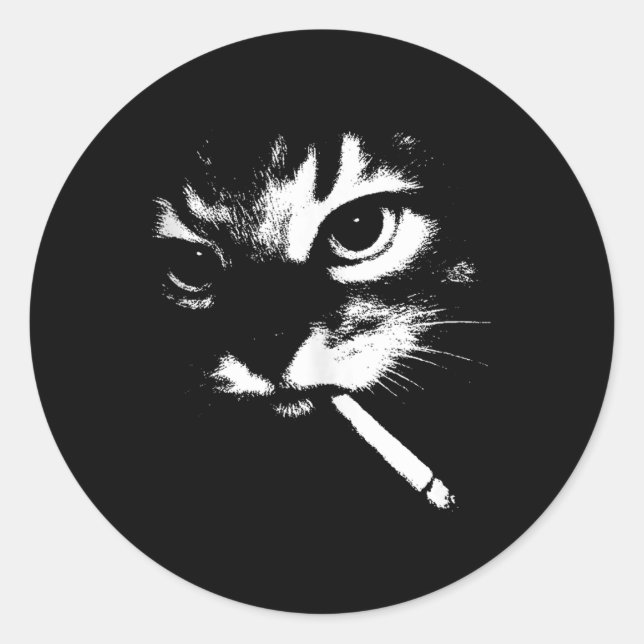 Zigarette Kitten Funny Smoking Cat Meme Gangster C Runder Aufkleber (Vorderseite)