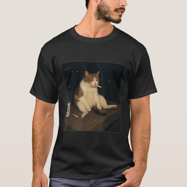 Zigarette Kitten Funny Smoking Cat Meme Stud T-Shirt (Vorderseite)