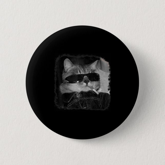 Zigarette Kitten Gang Cat Rauchen Zigarette Funny Button (Vorderseite)