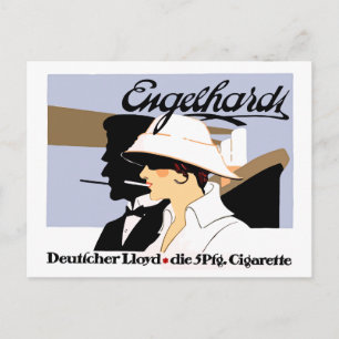 Zigaretten und Reederei-Werbung im Vintage-Stil Postkarte
