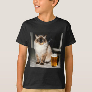 Zigarettenkatze Lustige Ragdoll-Katze Rauchendes K T-Shirt