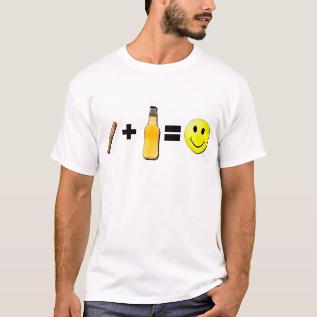 Zigarre + Bier = Glück T-Shirt (Vorderseite)