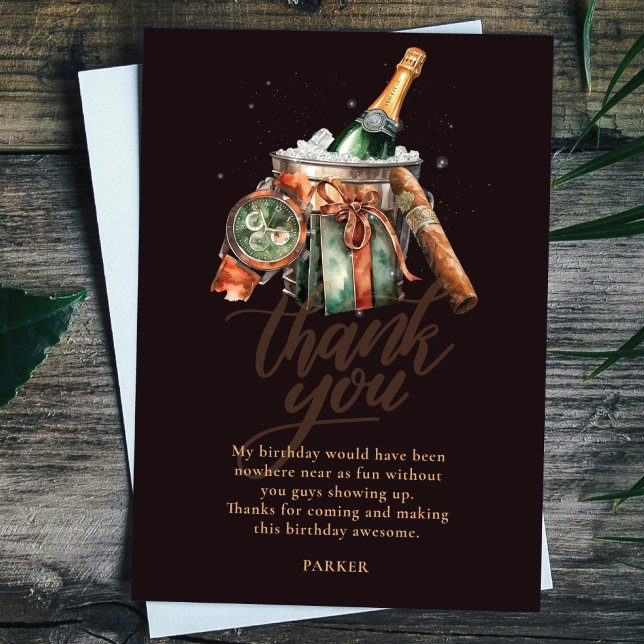 Zigarre und Whisky Männer zum Geburtstag Personali Dankeskarte (Von Creator hochgeladen)