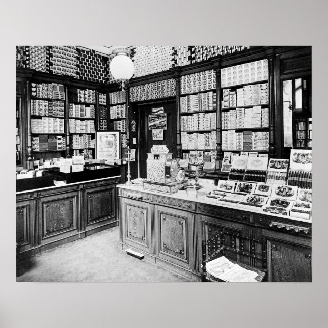 Zigarren-Shop, 1895. Vintages Foto Poster (Vorne)