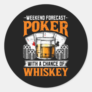 Zigarren Whiskey und Poker rauchen Runder Aufkleber