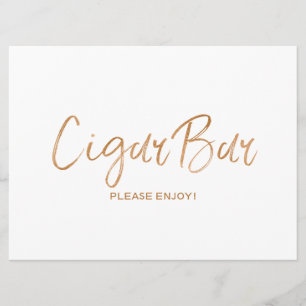 "Zigarrenbar" Schild Hochzeit   Stilvoll Gold Rose Einladung