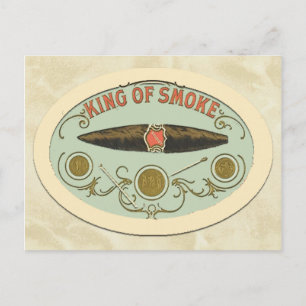 Zigarrenliebhaber King of Smoke Tabaketikett Postkarte